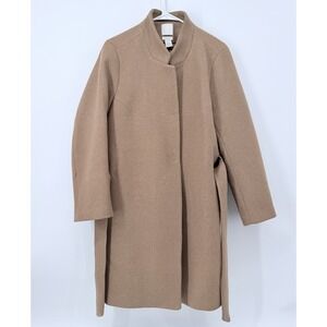 H&M Camel Brown Wool Peacoat Women's Size‎ 14 Tie Waist Belt